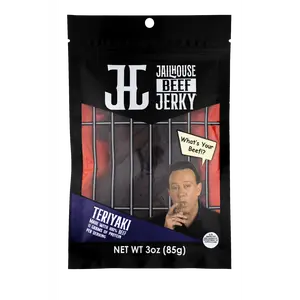 4-Pack Teriyaki Beef Jerky - Premium Marinated in Soy Sauce Ginger & Garlic - All Natural Gluten Free - No Added Nitrates - 3oz Packs