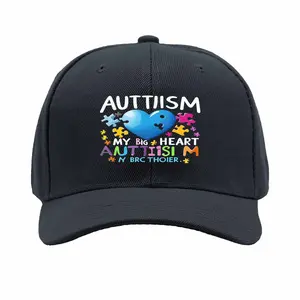 Autism awareness heart with puzzle pieces Hip-hop Hat Outdoor Adjustable Casual Hat Truck driver baseball cap