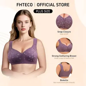 FHTECO Seamless Wireless Plus Size Bra with Snap Closure & Strong Gathering Breast Support Maternity Underwear for Comfortable Everyday Wear