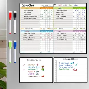 Chore Chart & 2 Counts Dry Erase Board, 1 Set Magnetic Chore List Board, Shopping List Board, Wall Planner, Home & Office Presentation Supplies, Monthly Planner Magnet