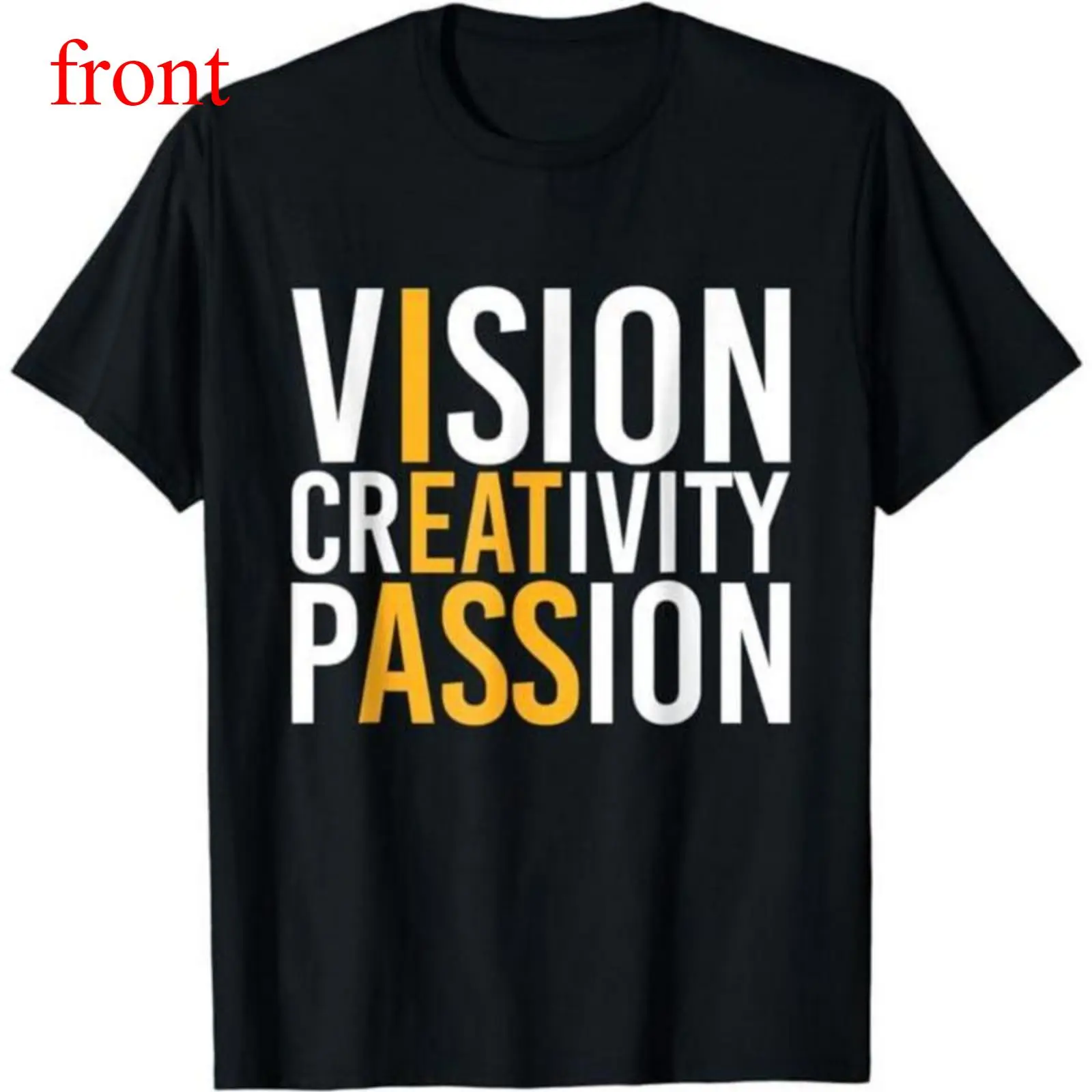 Men's Cotton Crew Neck Short-Sleeve T-Shirt - Funny Vision Creativity Passion Print, Fitted Basic Casual Streetwear Smooth Top, All-Seasons, Machine-Washable, 3XL, 4XL, Check Size Chart, Contact Us Without Hesitation