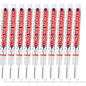 10 Pack Long Nib Marker, 20mm Long  Deep Hole Markers  Construction Markers Deep Reach Pen for Carpenter Woodworking Metal