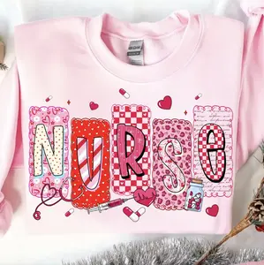 Nurse Valentine Sweatshirt T-Shirt, Pink Red Heart Valentines Day Sweater, Girly Valentine Shirt, Cupid's Favorite Nurse Hoodie, Nursing Gift For Her