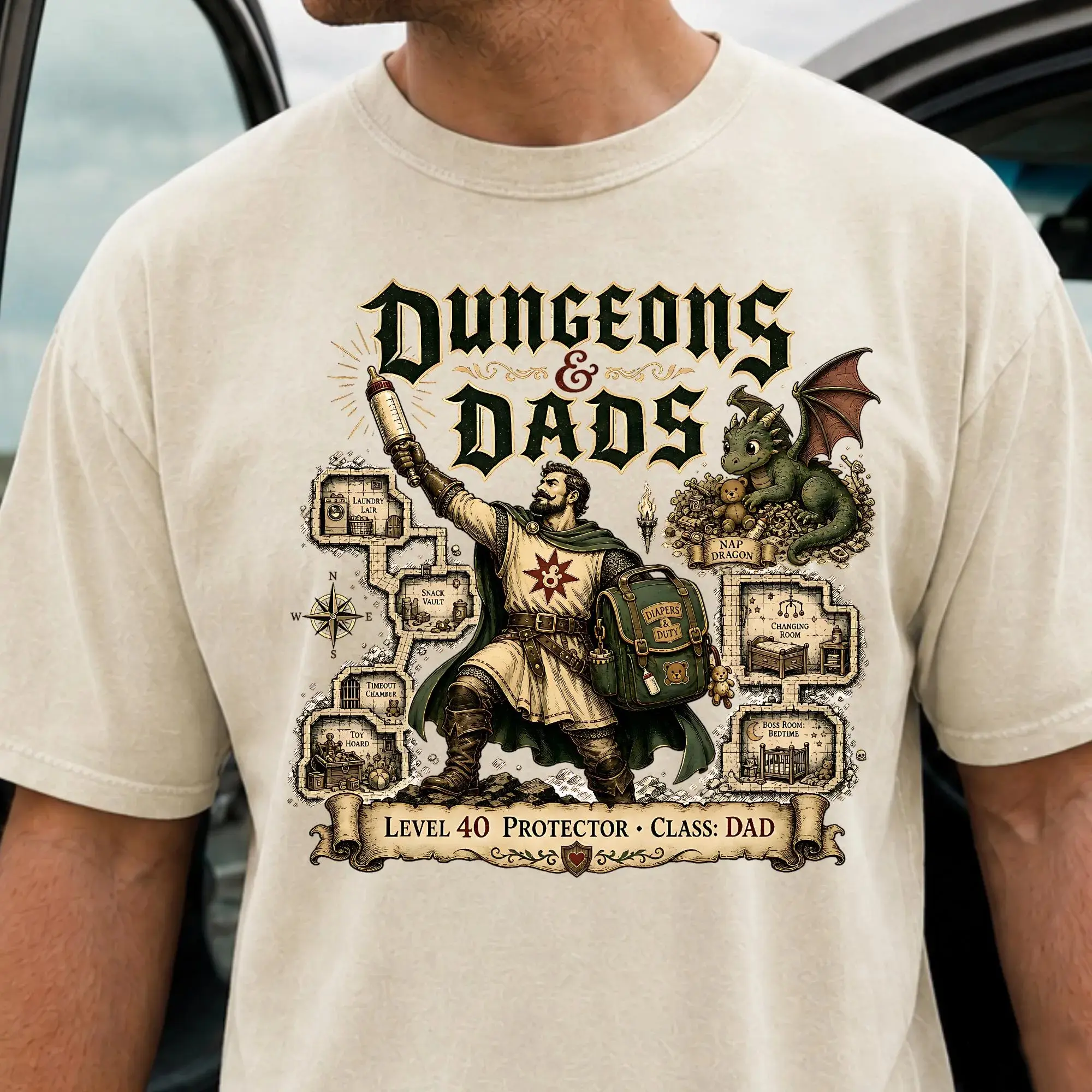 Dunge0ns and Dads Shirt, Funny D&D Dad Tee, Fathers Day Gift for Gamer Dad, D&D Unisex tee and Sweatshirt