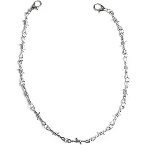 Punk Gothic Thorns Metal Barbed Wire Chain Necklace Bracelet   for Men Women