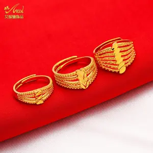 Dubai Leaf Gold Color Ring For Women Resizable Brazilian Wedding Bride Arabic Ethiopian Finger Ring Nigerian Jewelry Gifts