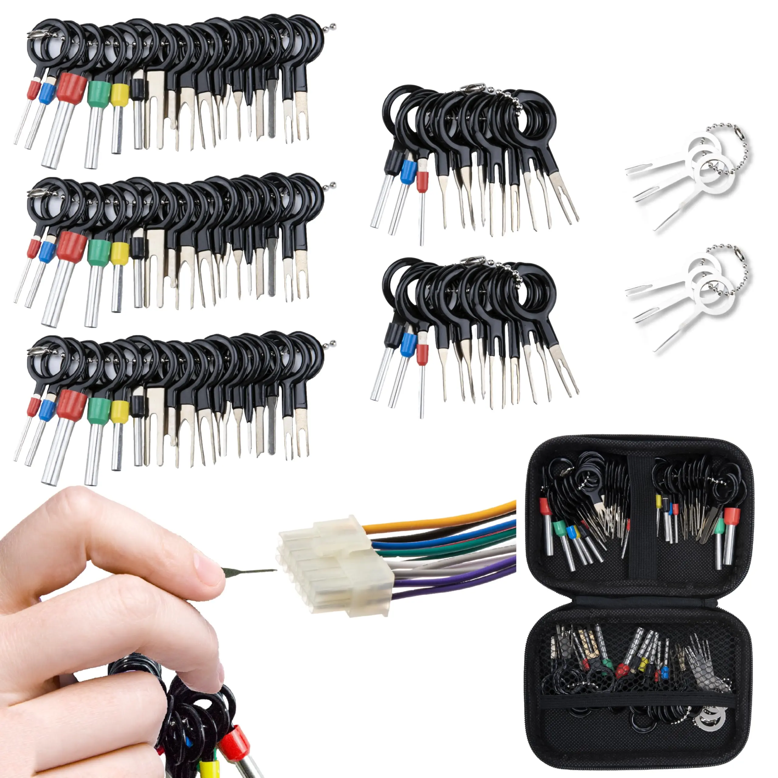 Terminal Pin Removal Tool Kit 82 Pcs Depinning Electrical Connector Pin Extractor Tool Set Wire Terminal Release for Automotive Car Household Devices - Black