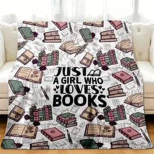 Flannel Blanket - a Warm Choice for Every Book-Loving Girl, Celebrating The Dreams of Readers. The Gentle And Stylish Patterns Add Color to The Reading Experience