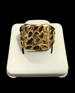 Ali Jewelers Unisex 10 Karat Gold Nugget Ring, Fashion Costume Jewelry Nugget Rings Accessory