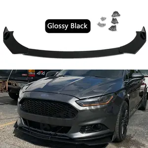 For Ford Fusion Front Bumper Lip Spoiler Splitter Body Kit Glossy Black Strut R+