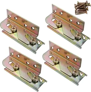 4 Sets Bed Rail Brackets,Heavy Duty Bed Frame Brackets Bed Fittings Wooden Bed Frame Connectors with Screws Fulycin