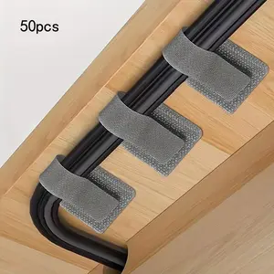 50pcs Self-Adhesive Cable Clips, Heavy-Duty Cord Organizer, Cord Storage, Strong Adhesive Backing, Space-Saving Wire Management for Desk, Wall, Under Cabinet, Office Accessories, Work Organizer