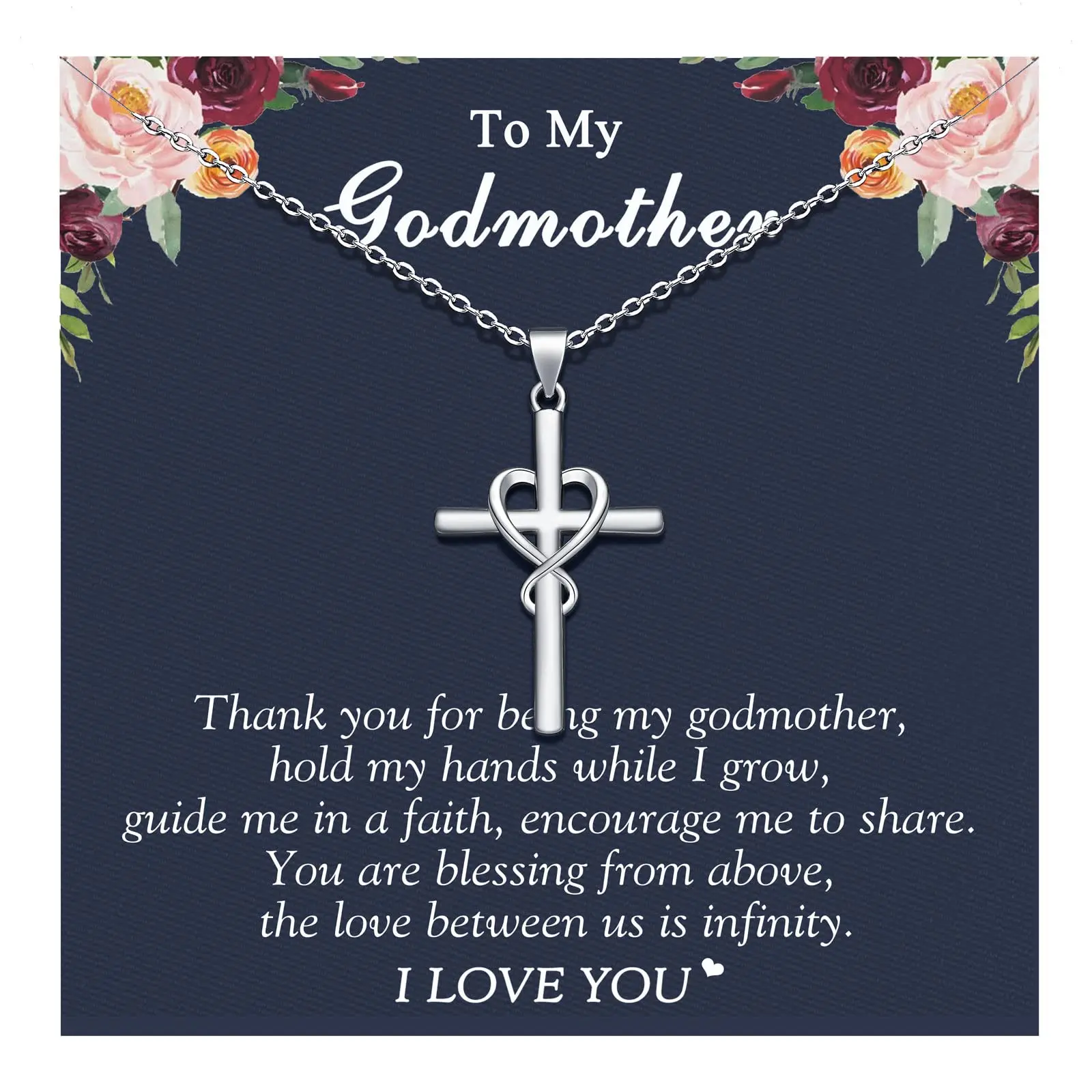 Godmother Gifts,Godmother Proposal Gifts,Godmother Necklace,Infinity Cross Necklace,Birthday Christmas Gifts for Godmother