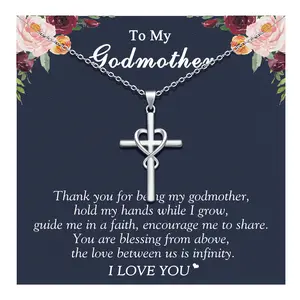 Godmother Gifts,Godmother Proposal Gifts,Godmother Necklace,Infinity Cross Necklace,Birthday Christmas Gifts for Godmother