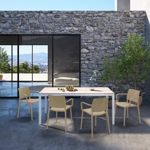 Garden Modern Outdoor/Indoor Plastic Resin Stacking Patio Dining Chairs (Set of 2) - WHITE