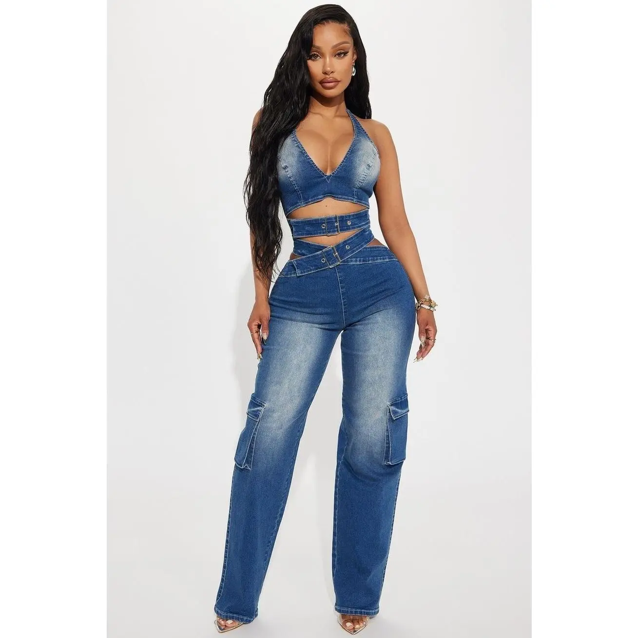 Look For Me Denim Jumpsuit-Medium Wash