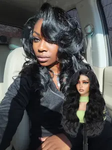 Lehanhair 24 Inch Glueless Long Wavy Synthetic Various Colors 4X6 Lace Wigs for Women, Gorgeous Fluffy Wigs without Bangs, Synthetic Wigs for Party, New Year Christmas Daily Use