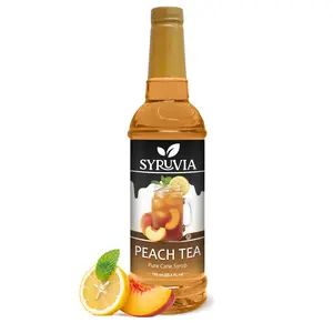 Syruvia Peach Tea Flavored Syrup for Drinks, Cocktails, Lemonades, Iced Teas and Desserts – 25.4 fl oz