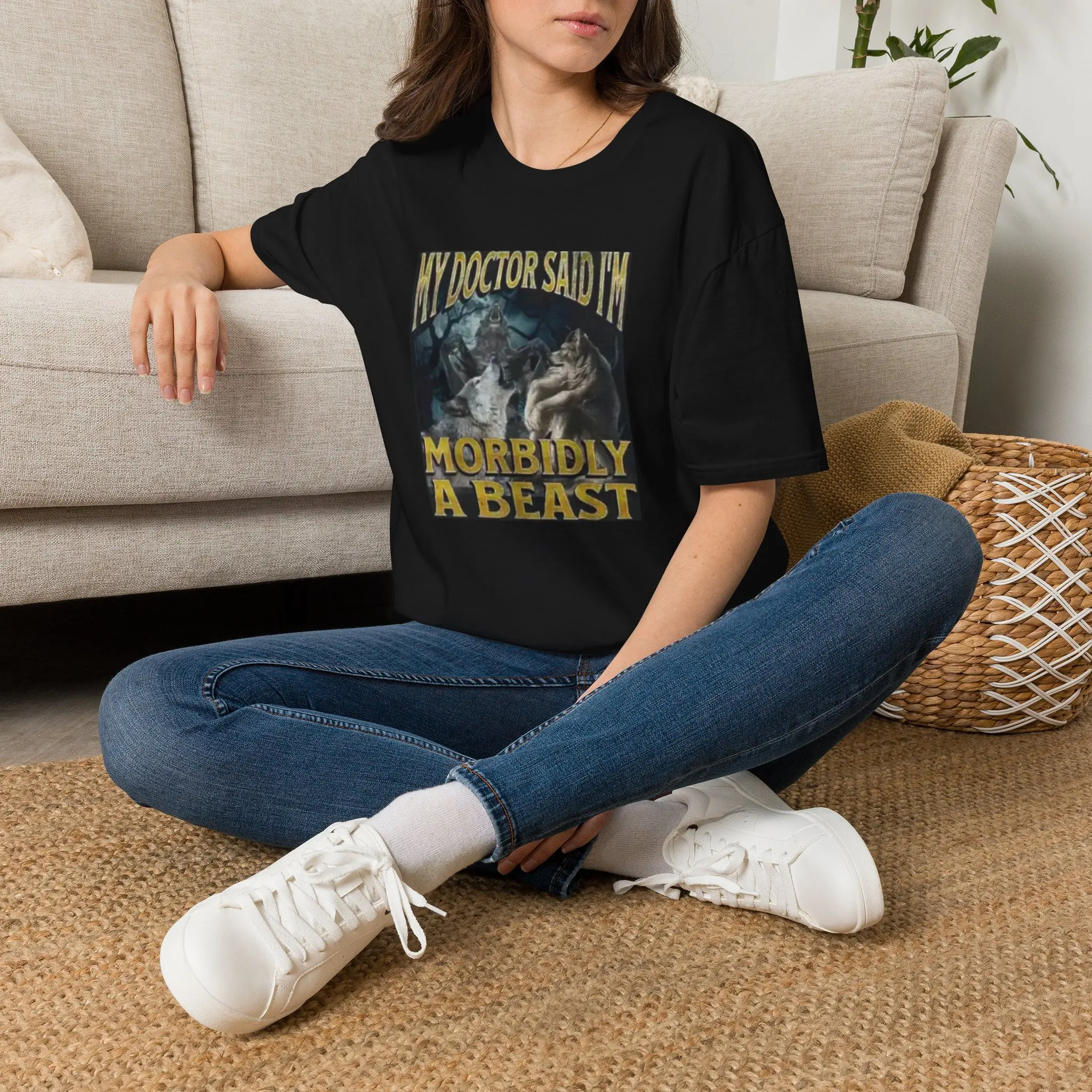 My Doctor Said I'm Morbidly A Beast Meme T-Shirt, Alpha Wolf Pack Funny Ironic Gifts, Unisex Gildan 64000 Softstyle Shirt, Premium Lightweight Cotton Crewneck Streetwear Graphic Tee