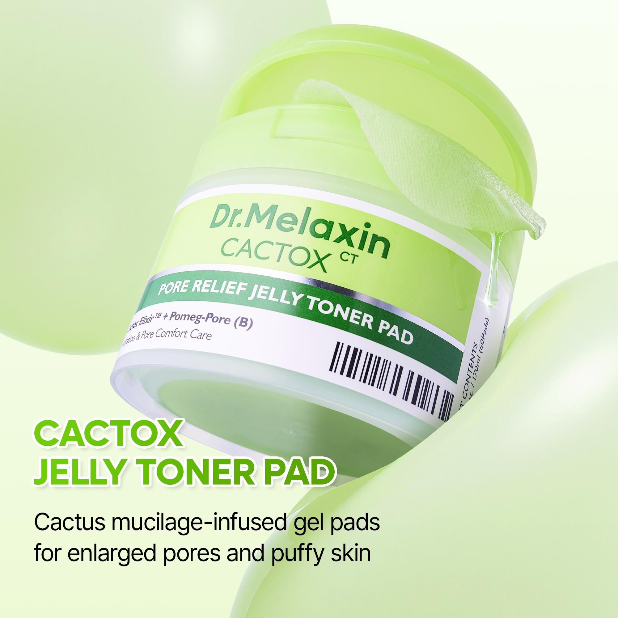 [Dr.Melaxin Official] CACTOX Pore Relief Jelly Toner Pads 60 Pads with Cactus Cooling & Dehydrated Pore Care