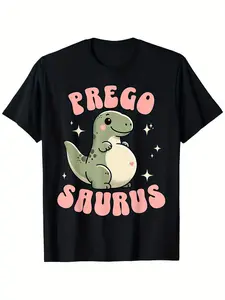 Funny Pregnant Mom Expecting Mama To Be Tees Pregosaurus Cute Retro Mommy Dinosaur Pregnancy Announcement T-Shirt, Small, Black, Loose style new unisex short-sleeved T-shirt, casual and comfortable, 100% cotton, S-XXXL