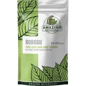 Amazing Botanicals Kava Root Supplement - 100% Noble Natural Vanuatu Borogu Variety Powder, 16oz/1lb Pure Finest Bag, Smooth Muscle Support for Fitness & Healthcare