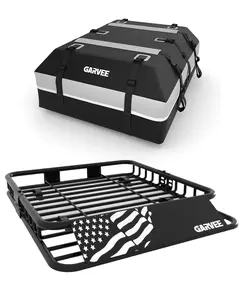 GARVEE 46" x 36" Universal Roof Rack Basket, 200 Lbs Capacity Rooftop Cargo Carrier Basket With 15 Cubic Feet (44" x 34") Waterproof Luggage Bag, for Suvs, Trucks, Vehicles