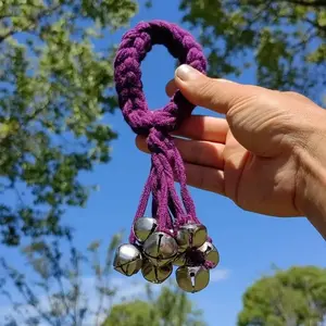 Handmade Witch Bells with 10 Bronze Bells, Yarn Woven Strap, Positive Energy Protection, Festive Door Handle Ornament for Home & Outdoor Decor