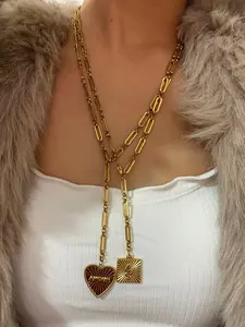 Fashion Letter & Snake Design Pendant Necklace, Stainless Steel Jewelry for Party, Daily Clothing Decor, Trendy All-match & Exquisite Jewelry for Birthday Gift, Fashionable Jewelry Accessories