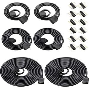 6 Pieces 4 Pin RGB Extension Cable LED Strip Connector Cord Wire Cables Kit with 12 Pieces Pin Connector for 5050 3528 RGB LED Strip Light(1.6 FT, 3.3 FT, 6.6 FT,Black)