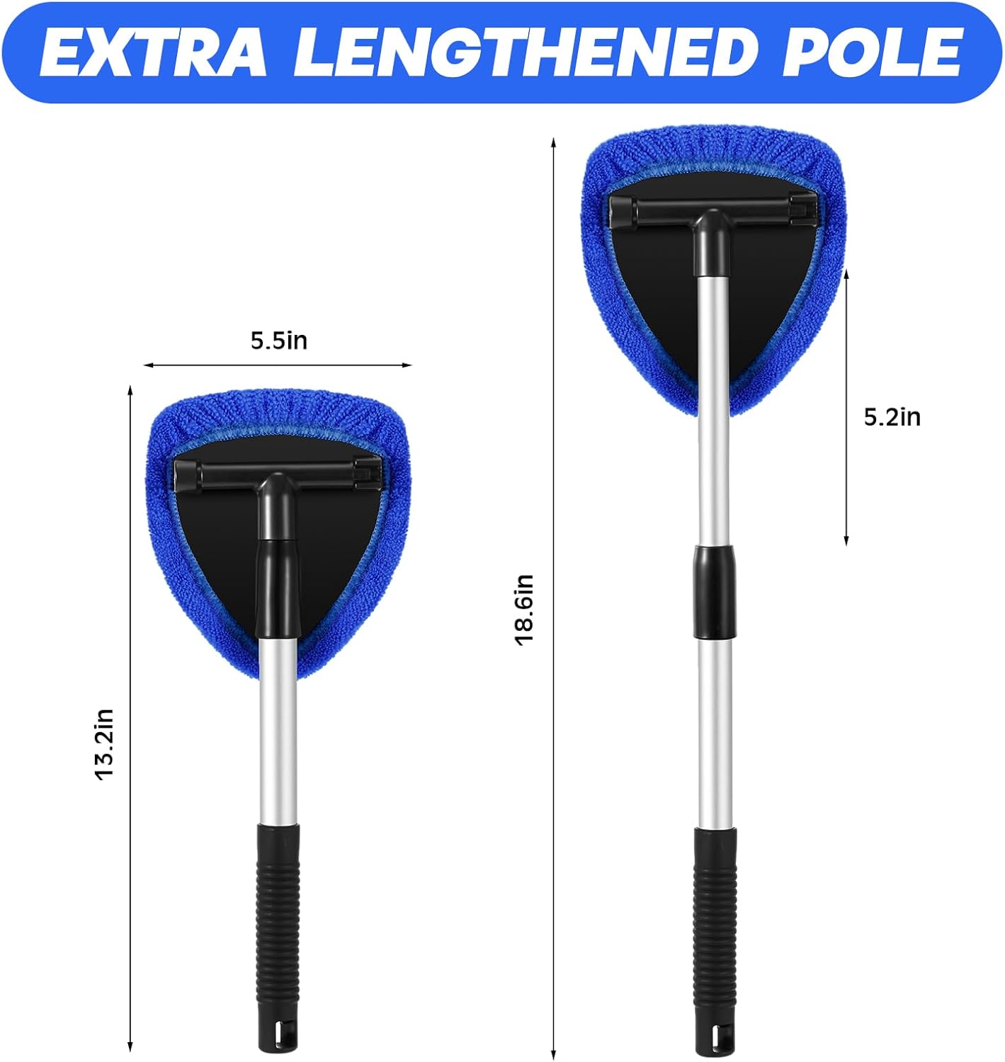 Windshield Cleaner Tool Car Window Cleaning Supplies with Extendable Handle Include 4 Washable Microfiber Bonnets 1 Empty Spray Bottle Glass Wiper Kit Cleaning Kit Universal for Office and Home