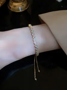 Adjustable Zircon Decor Bracelet, Fashionable Jewelry for Women & Girls, Trendy All-match & Exquisite Jewelry for Birthday Gift, Cubic Zirconia Bracelet