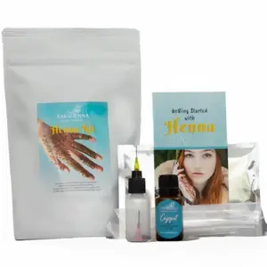 Complete Organic Henna Kit Temporary Tattoo Plant Based Dye for Body Art, Gentle on Skin, Natural Ingredients Makeup Oil Powder Cosmetic natural henna