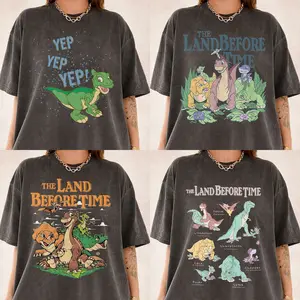 The Land Before Time 90s Dinosaur Graphic T-Shirt, Retro Cartoon Littlefoot & Friends Top, Yep Yep Yep Ducky Quote Shirt