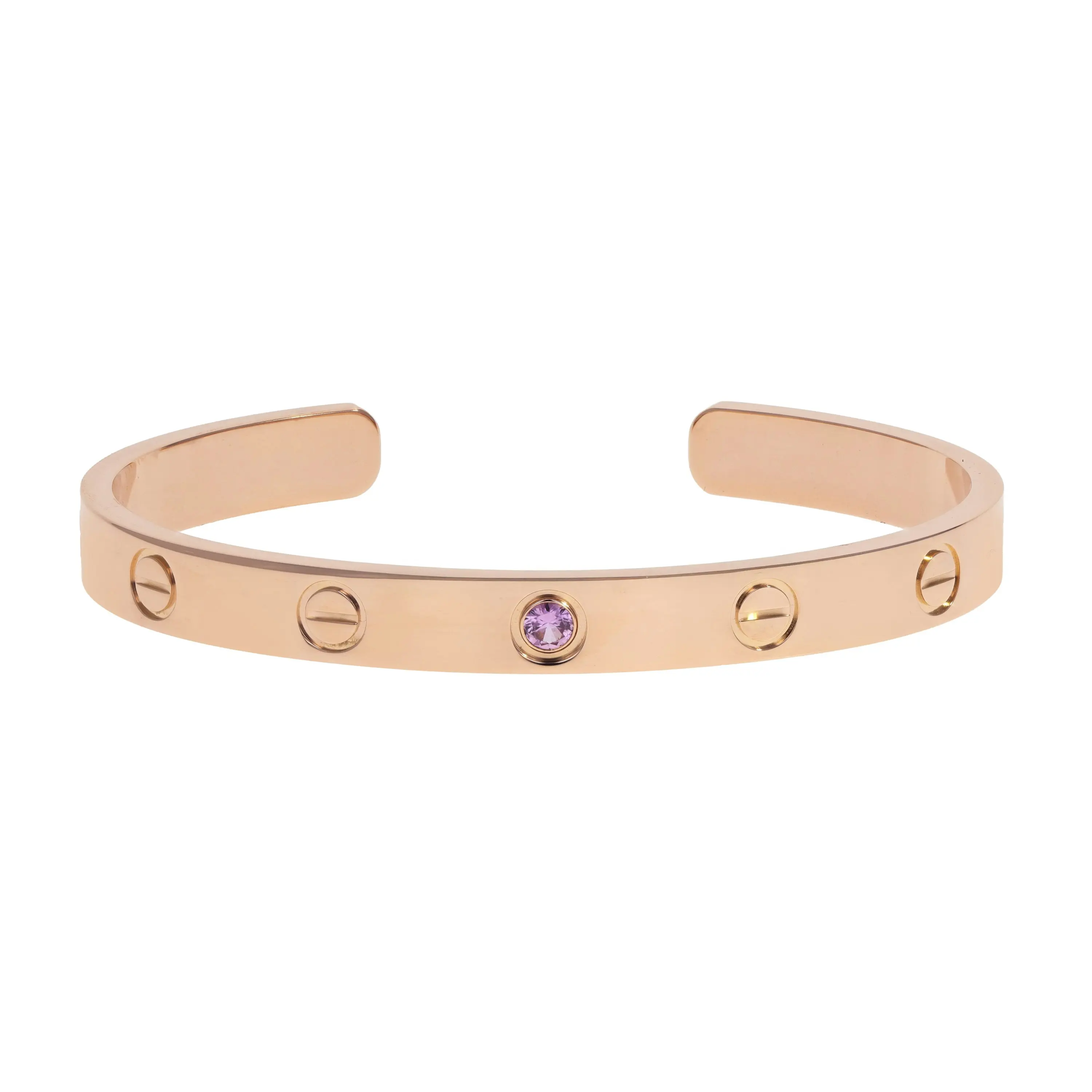 Pre-owned Cartier Pink Sapphire Love Cuff Size 16