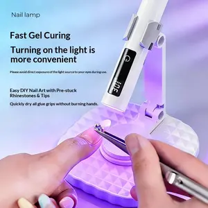 LCD screen portable LED nail lamp, Type-C charging, adjustable gel nail lamp, quick-drying UV lamp, suitable for home nail salon DIY nail, three colors optional