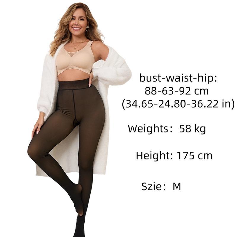 Women's Tights Fake Translucent Warm Thermal Pantyhose Sheer Thick Leggings Ladies Under Dress for Winter with Plush Inner Layer,High quality Tights,Soft and Breathable,Stretchy,Everyday,Minimalist,Slim.