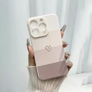 Colorful Heart Straight Edge Cube Phone Case Suitable for, Fashion Trend Essential Cases Suitable for17/16/16Plus/16Pro/16ProMax/15/15Plus/15ProMax/14/14Plus/14Pro/14ProMax, 13/13Pro/13ProMax, 12/12Pro/12ProMax, 11/11Pro Max