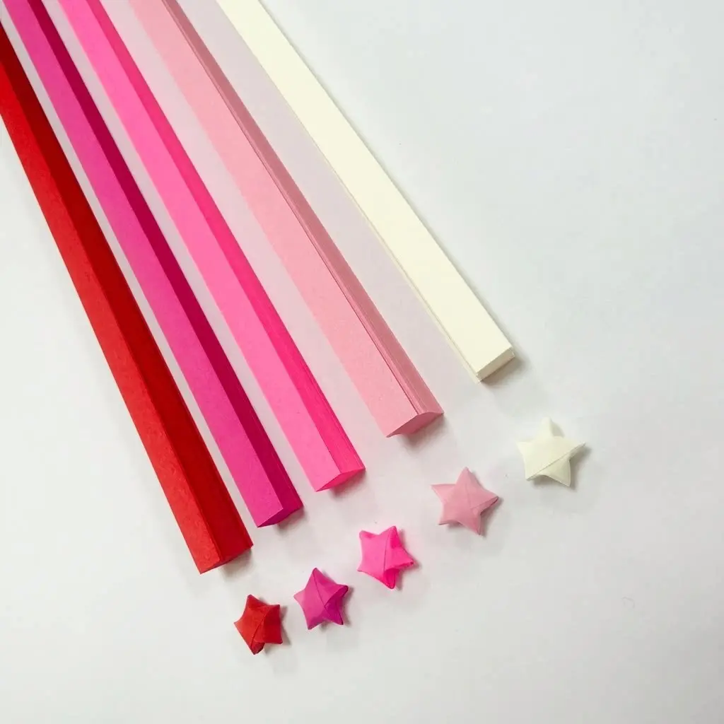 Star Origami Gradual Color Glow Lucky Star Paper Pentagram Origami Glowing DIY Handmade Double-Sided Cartoon Origami Glowing Effect