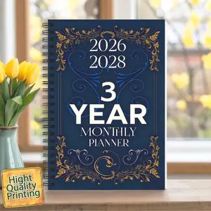 Three-year plan notebook, portable 5.5x8.3 inches: includes three-year plan goal tracker, 2026-2028 notepad and family affairs management notebook, a total of 3 categories