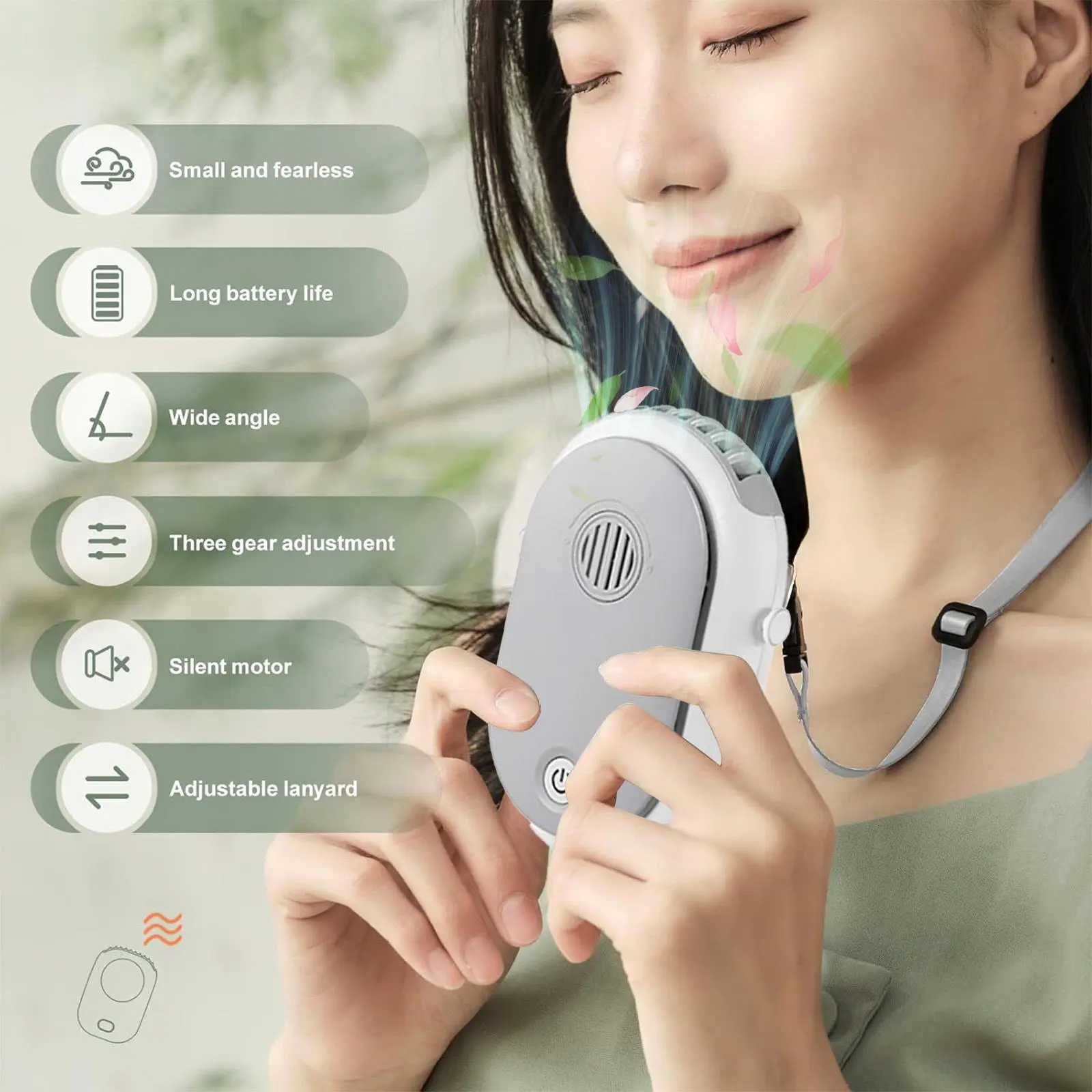 Hanging Neck Fan with Lanyard, 3 Speed Handheld Fan with Holder, 2000mhA USB Rechargeable Desktop Fan, Powerful Airflow, Hands Free Portable Personal Cooling Fan Wearable Fan Suitable for Sports, Outdoor, Shopping, Office Summer Essentials