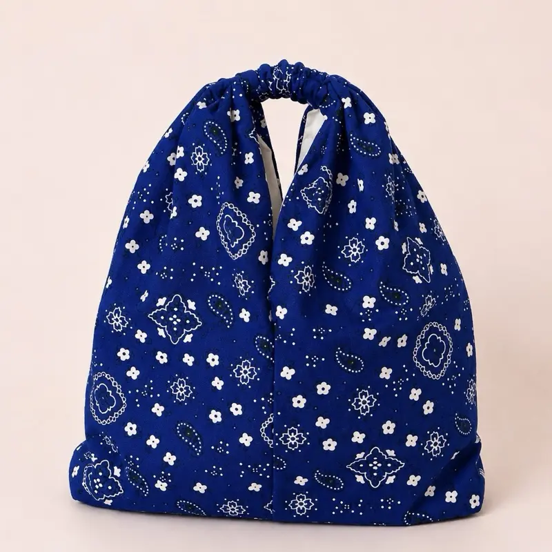 Blue Flower-Paisley Hobo Bag