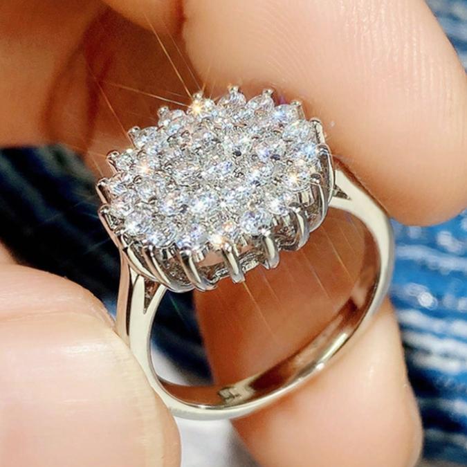 Cubic Zirconia Band Ring for Women – Sparkly Minimalist Statement Ring, Elegant Stackable Jewelry