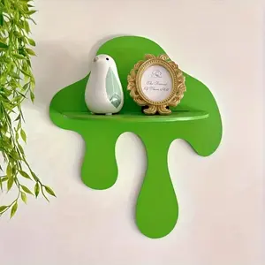 Creative green drip-painted wall-mounted display stand. The green-style display stand can hold aromatherapy, gemstones, and anime figurines, suitable for home and store decoration.