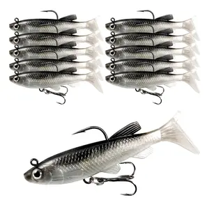 10Pcs Soft Fishing Lures Shad Minnow Swimbaits, Pre-Rigged Jig Heads Paddle Tail Swim Baits for Bass, Trout, Walleye, Crappie, Sinking Jigs Bait for Saltwater Freshwater, Fishing Gifts for Men - Home Improvement.