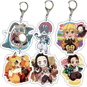 Anime Demon Slayer doll toy Kimetsu No Yaiba Blade of Ghost Keychain Acrylic Pendant Car Key Chain Fans kids Xmas Gift Jewelry