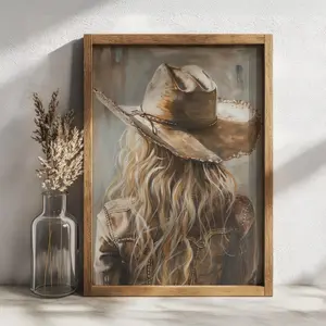 Western Cowgirl Wall Art Portrait Inspired Print Ready to Hang |     Neutral Rustic Farmhouse Decor Unframe