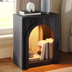Sikaic Arched End Table with LED Lighting Matte Black