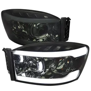 2006-2008 Dodge RAM 1500/ 2006-2009 Dodge RAM 2500/3500 LED Tube Projector Headlights (Chrome Housing/Smoked Lens)