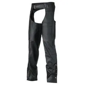 Vance Leather Unisex Classic Black Leather Biker Motorcycle Riding Chaps
